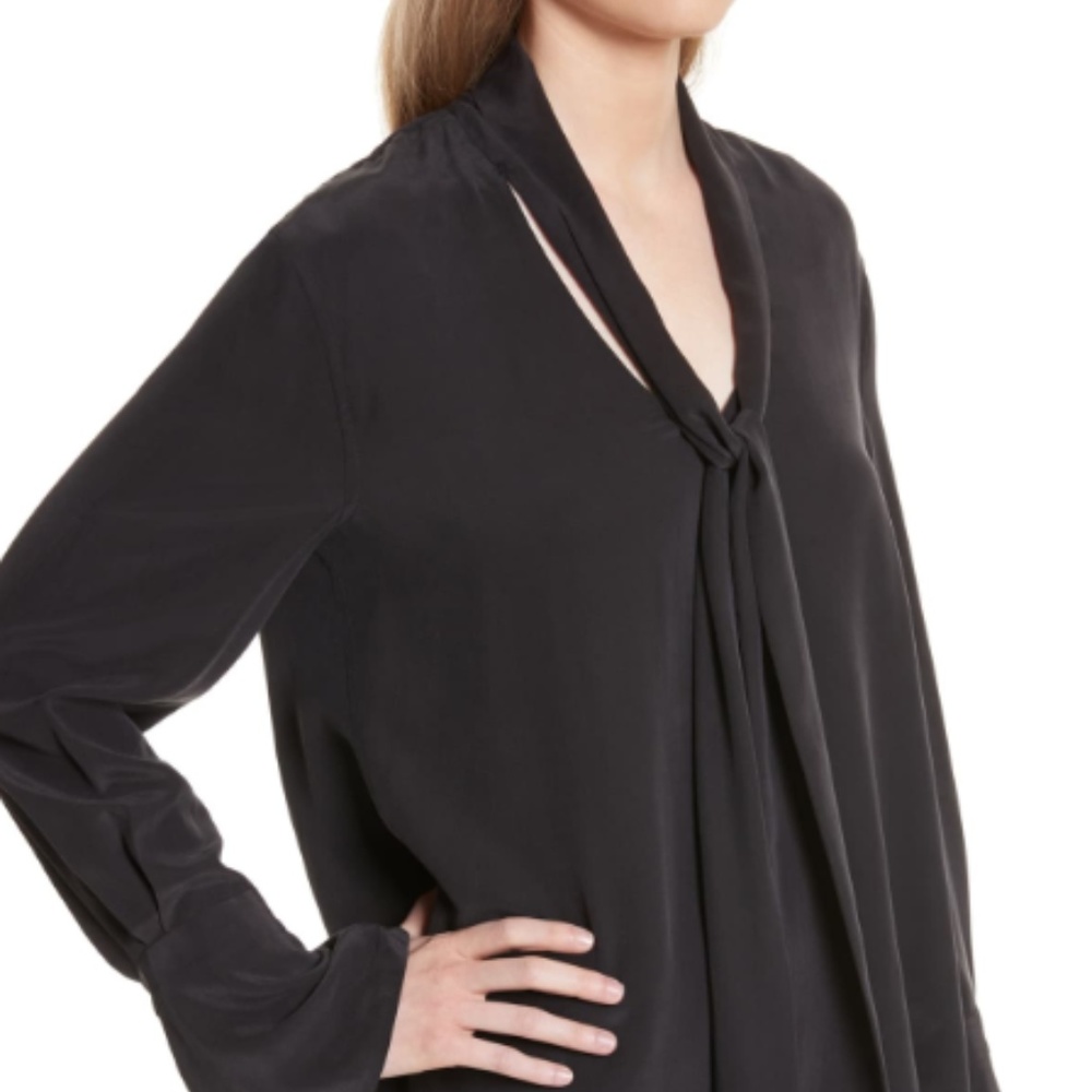Jacqueleen Tie Neck Silk Blouse